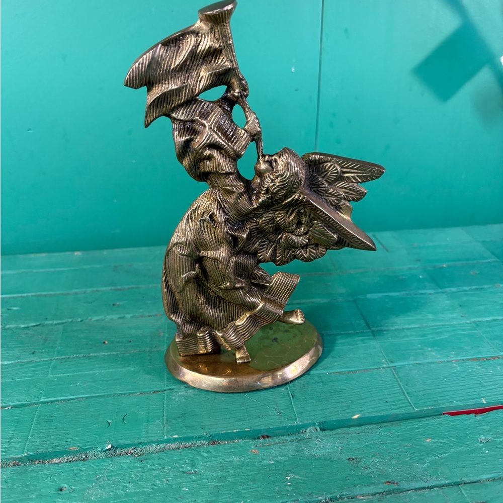 Gold Tone Angel Figurine Decorative Accent - Metallic Finish